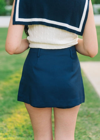 Soleil Navy Tailored Mini Skort | Select Trends Boutique