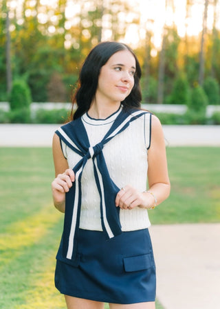 Soleil Navy Tailored Mini Skort | Select Trends Boutique