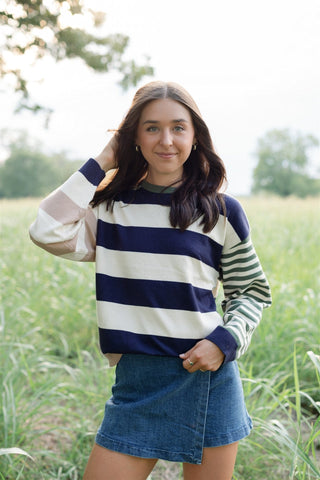 Cream Multi Striped Sweater
