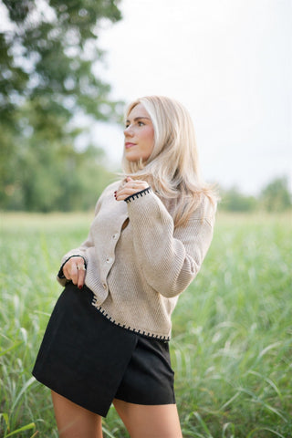 Black Faux Wrap Suede Skort