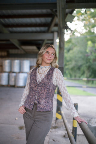 Leopard Tie Front Vest Top