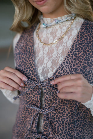 Leopard Tie Front Vest Top