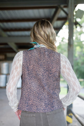 Leopard Tie Front Vest Top