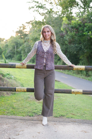 Mocha Brown Wide Leg Jeans