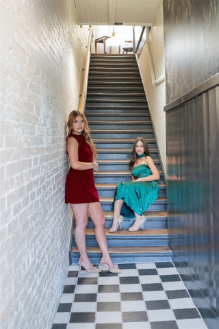 Carmine Red Velvet Mini Dress