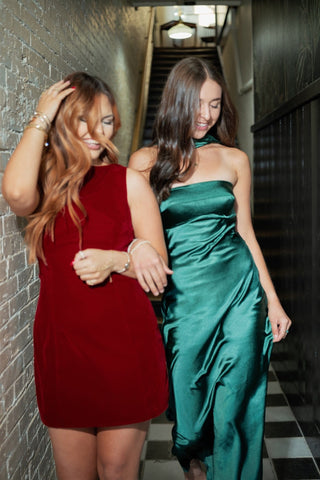 Carmine Red Velvet Mini Dress