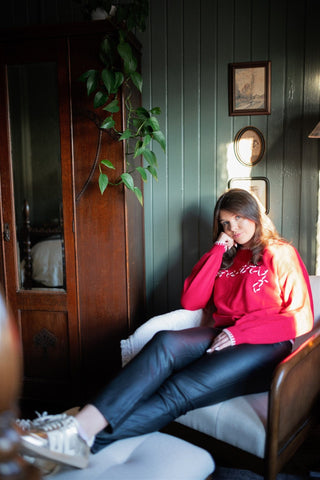 Red Merry Embroidered Sweater