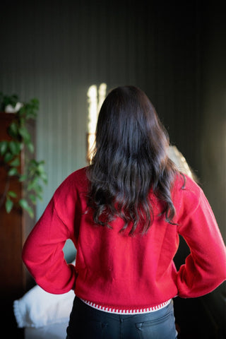 Red Merry Embroidered Sweater