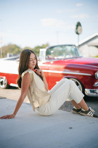 Kancan Ecru High Rise Barrel Jeans