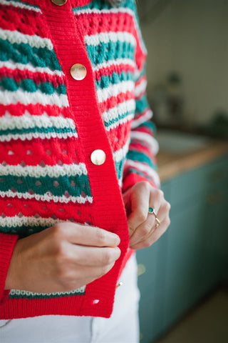 Christmas Striped Knit Cardigan