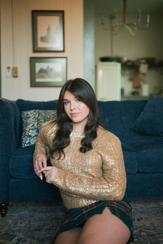 Green Plaid Wool Mini Skort