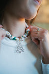 Christmas Print Charm Scarf Necklace