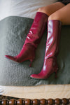 Lexington Wine Pointed Toe Boots