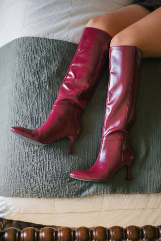 Lexington Wine Pointed Toe Boots