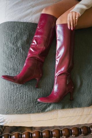 Lexington Wine Pointed Toe Boots