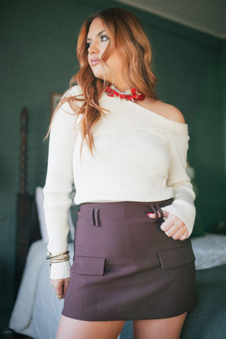 Soleil Brown Pocket Detail Mini Skort