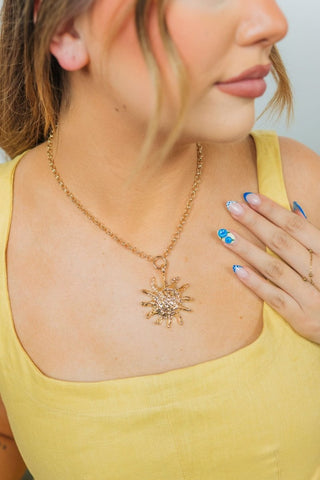 Sun Pendant Gold Necklace | Select Trends Boutique