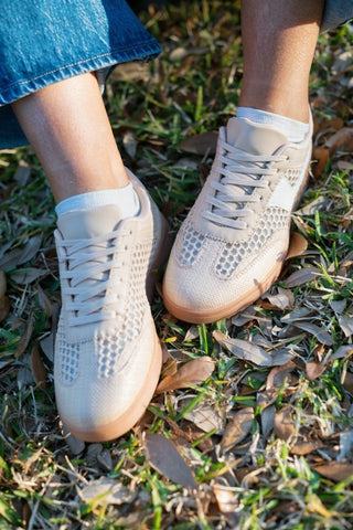 Tan Crochet Sneakers - Select Trends Boutique