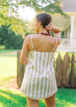 Tan Striped Front Split Skort Set | Select Trends Boutique