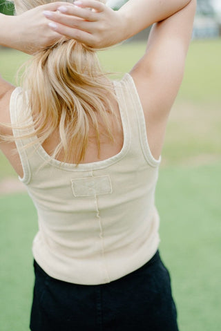 Tan Wash Ribbed Sleeveless Tank | Select Trends Boutique