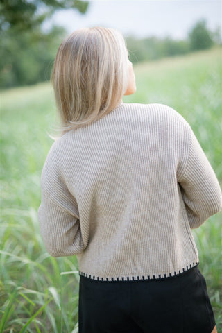 Taupe & Black Cardigan Sweater - Select Trends Boutique