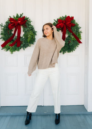 Taupe Brown Balloon Sleeve Sweater | Select Trends Boutique