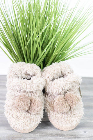 Taupe Cozy Faux Fur Slippers