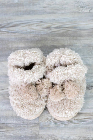 Taupe Cozy Faux Fur Slippers