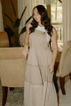 Taupe Overall Tiered Maxi Dress