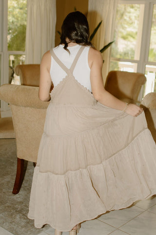 Taupe Overall Tiered Maxi Dress
