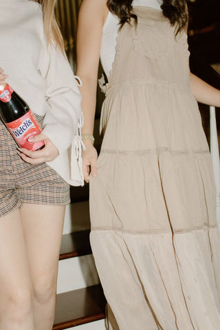 Taupe Overall Tiered Maxi Dress