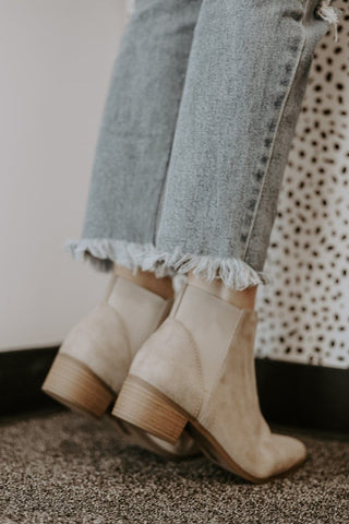 Taupe Plain Jane Booties | Select Trends Boutique