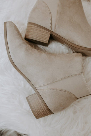 Taupe Plain Jane Booties | Select Trends Boutique
