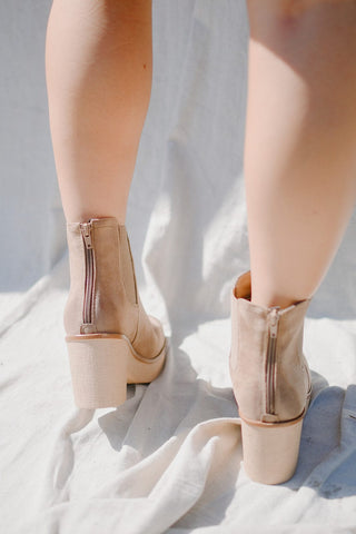 Taupe Suede Chunky Bootie