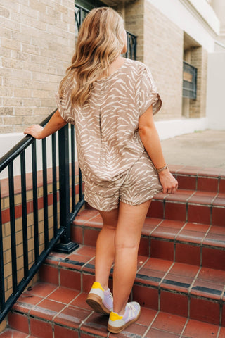 Taupe Tiger Print Short Set - Select Trends Boutique