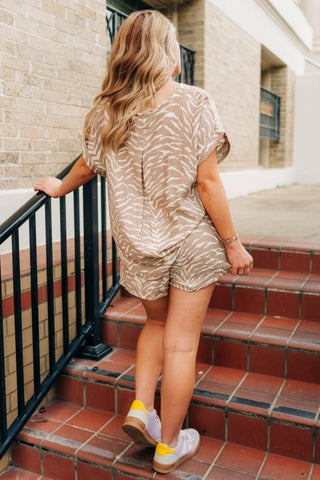 Taupe Tiger Print Short Set | Select Trends Boutique
