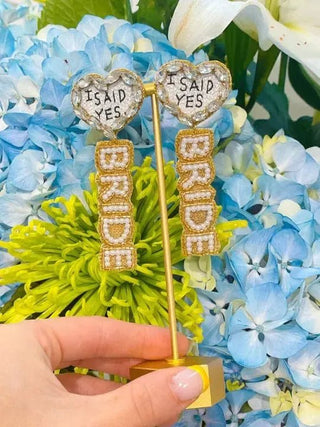 Taylor Shaye Beaded I SAID YES Bride Drops | Select Trends Boutique