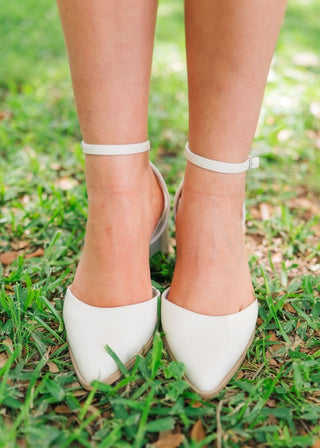 The Princess White Ankle Strap Heel | Select Trends Boutique