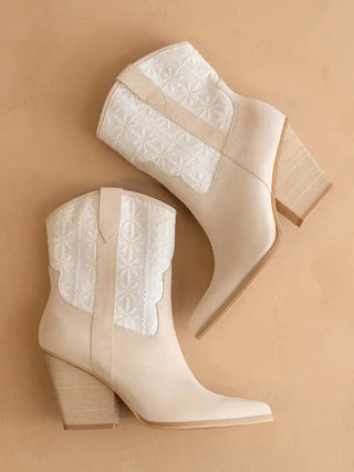 The Sutton Beige Embroidered Bootie