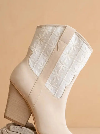 The Sutton Beige Embroidered Bootie
