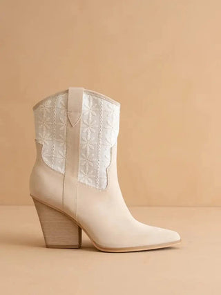The Sutton Beige Embroidered Bootie