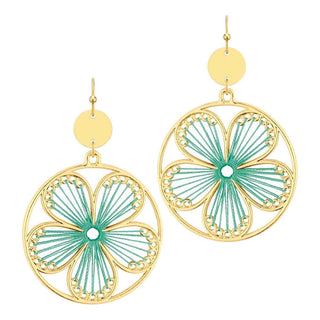 Threaded Flower Earrings Green - Select Trends Boutique