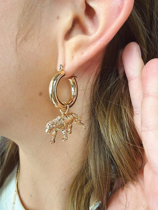 Tiger Charm Hoop Earrings | Select Trends Boutique