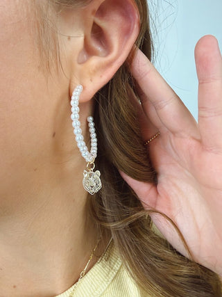 Tiger Pearl Beaded Hoop Earrings | Select Trends Boutique