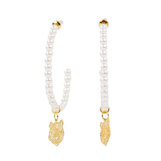 Tiger Pearl Beaded Hoop Earrings | Select Trends Boutique