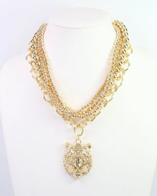 Tiger Pendant Layered Statement Necklace | Select Trends Boutique