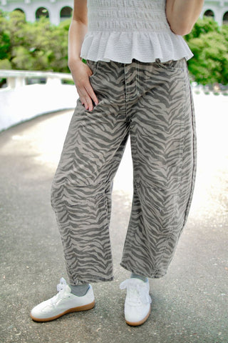 Tiger Print Barrel Jeans | Select Trends Boutique