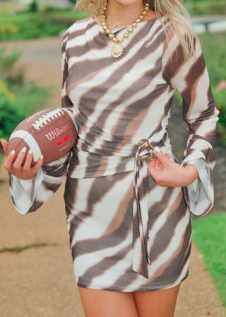 Tiger Print Brown Long Sleeve Top | Select Trends Boutique