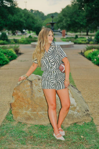 Tiger Print Denim Top & Short Set | Select Trends Boutique