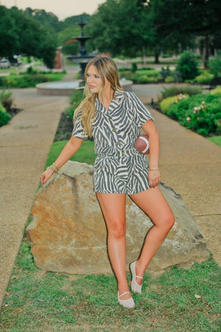 Tiger Print Denim Top & Short Set | Select Trends Boutique